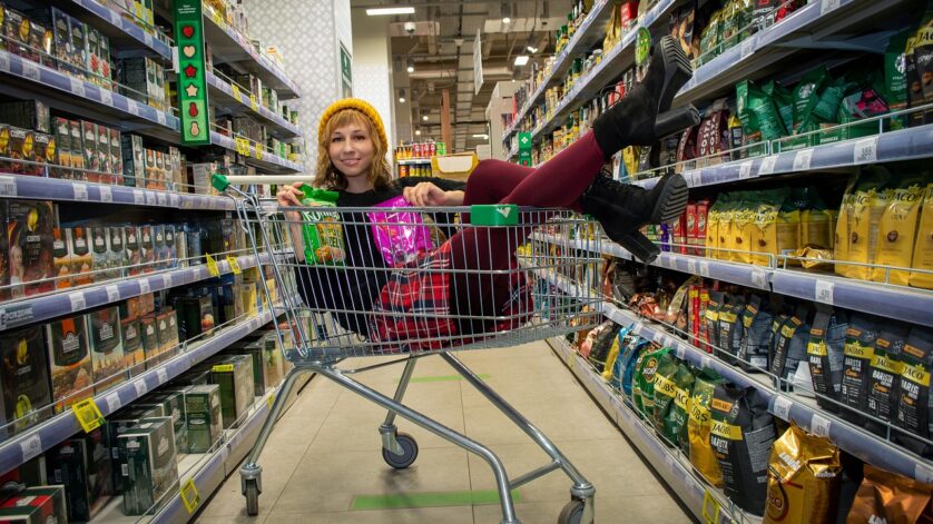 Supermarket girl trolley